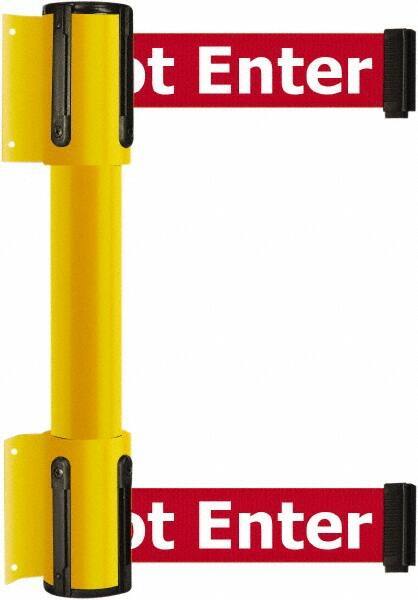 Tensator - 16.64" High x 156" Long x 3" Wide Barrier Dual Line Wall Mount - Steel, Yellow Powdercoat Finish, Yellow, Use with 898 Wall Receiver - All Tool & Supply