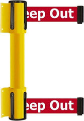 Tensator - 16.64" High x 89" Long x 3" Wide Barrier Dual Line Wall Mount - Steel, Yellow Powdercoat Finish, Yellow, Use with 898 Wall Receiver - All Tool & Supply