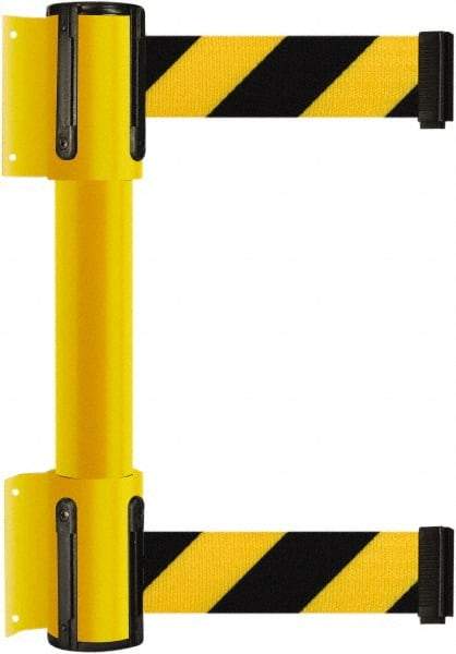 Tensator - 16.64" High x 156" Long x 3" Wide Barrier Dual Line Wall Mount - Steel, Yellow Powdercoat Finish, Yellow, Use with 898 Wall Receiver - All Tool & Supply