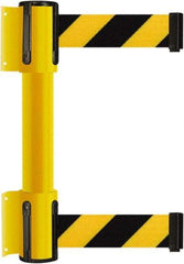 Tensator - 16.64" High x 89" Long x 3" Wide Barrier Dual Line Wall Mount - Steel, Yellow Powdercoat Finish, Yellow, Use with 898 Wall Receiver - All Tool & Supply