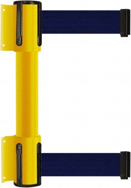 Tensator - 16.64" High x 89" Long x 3" Wide Barrier Dual Line Wall Mount - Steel, Yellow Powdercoat Finish, Yellow, Use with 898 Wall Receiver - All Tool & Supply