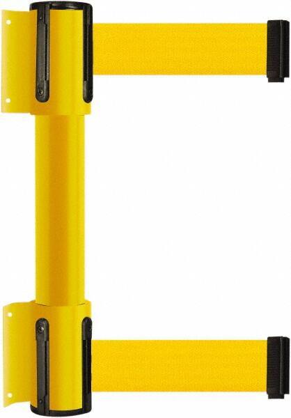 Tensator - 16.64" High x 89" Long x 3" Wide Barrier Dual Line Wall Mount - Steel, Yellow Powdercoat Finish, Yellow, Use with 898 Wall Receiver - All Tool & Supply