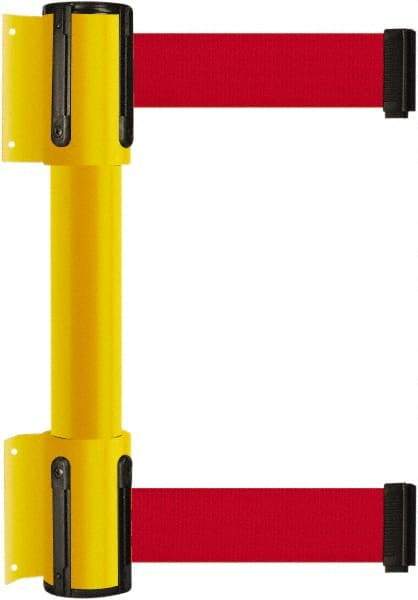 Tensator - 16.64" High x 156" Long x 3" Wide Barrier Dual Line Wall Mount - Steel, Yellow Powdercoat Finish, Yellow, Use with 898 Wall Receiver - All Tool & Supply