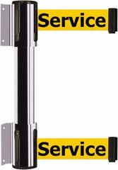 Tensator - 16.64" High x 89" Long x 3" Wide Barrier Dual Line Wall Mount - Steel, Polished Chrome Finish, Polished Chrome, Use with 898 Wall Receiver - All Tool & Supply