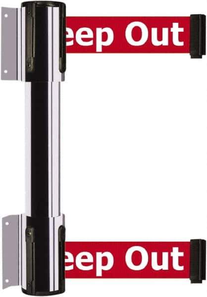 Tensator - 16.64" High x 89" Long x 3" Wide Barrier Dual Line Wall Mount - Steel, Polished Chrome Finish, Polished Chrome, Use with 898 Wall Receiver - All Tool & Supply