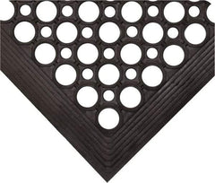 Wearwell - 10' Long x 3' Wide, Dry/Wet Environment, Anti-Fatigue Matting - Black, Natural Rubber with Rubber Base, Beveled on 4 Sides - All Tool & Supply