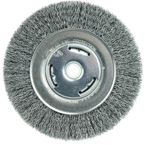 Vortec Pro 6″ Crimped Wire Wheel, .014″ Steel Fill, Wide Face, 5/8″-1/2″ Arbor Hole - All Tool & Supply