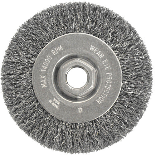 Vortec Pro 4″ Crimped Wire Wheel, .014″ Steel Fill, Narrow Face, 5/8″-11 UNC Nut - All Tool & Supply