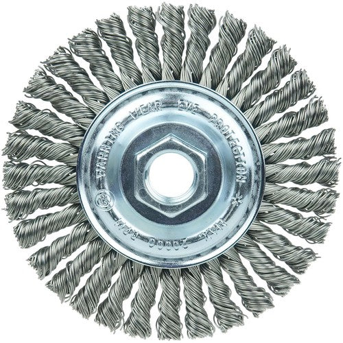 ‎Vortec Pro 4″ Knot Wire Wheel, Stringer Bead Twist, .020″ Steel Fill, 5/8″-11 UNC Nut - All Tool & Supply