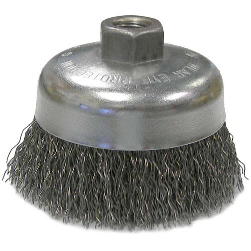 Vortec Pro 4″ Crimped Wire Cup Brush, .020″ Steel Fill, 5/8″-11 UNC Nut - All Tool & Supply