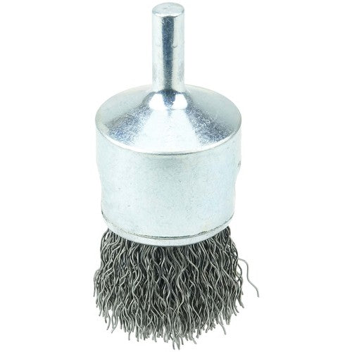 Vortec Pro 1″ Crimped Wire End Brush, .014″ Steel Fill, 1/4″ Stem - All Tool & Supply