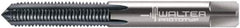 Walter-Prototyp - 1/4-20 UNC 2B 3 Flute TiCN Finish Solid Carbide Straight Flute Machine Tap - Modified Bottoming, Right Hand Thread, 80mm OAL, 20mm Thread Length, Oversize - Exact Industrial Supply