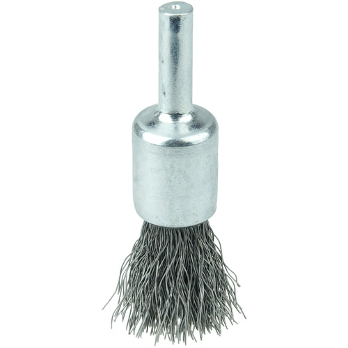 Vortec Pro 1/2″ Crimped Wire End Brush, .0104″ Steel Fill, 1/4″ Stem - All Tool & Supply