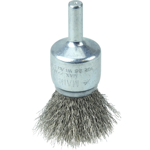 Vortec Pro 3/4″ Crimped Wire End Brush, .006″Stainless Steel Fill, 1/4″ Stem - All Tool & Supply