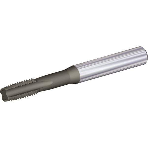 Kennametal - #10-24 UNC 3BX 3 Flute AlCrTiN Finish Solid Carbide Straight Flute Standard Hand Tap - Plug, Right Hand Thread, 2.36" OAL, 0.35" Thread Length, Oversize - Exact Industrial Supply