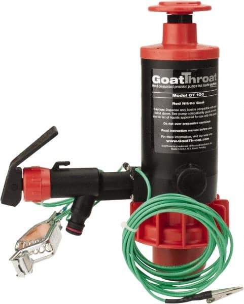 GoatThroat Pumps - 3/8" Outlet, 4 GPM, Polypropylene Hand Operated Transfer Pump - 56" OAL, For up to 55 Gal Drums, For Class I & II Flammable & Combustible Liquids - All Tool & Supply