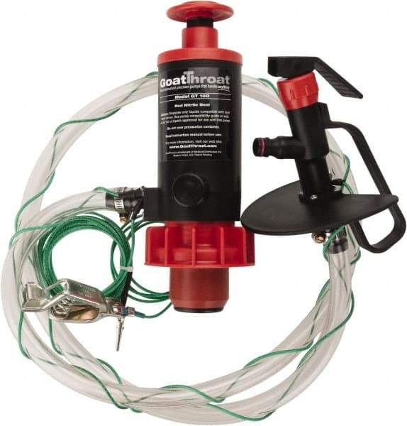 GoatThroat Pumps - 3/8" Outlet, 4 GPM, Polypropylene Hand Operated Transfer Pump - 56" OAL, For up to 55 Gal Drums, For Class I & II Flammable & Combustible Liquids - All Tool & Supply