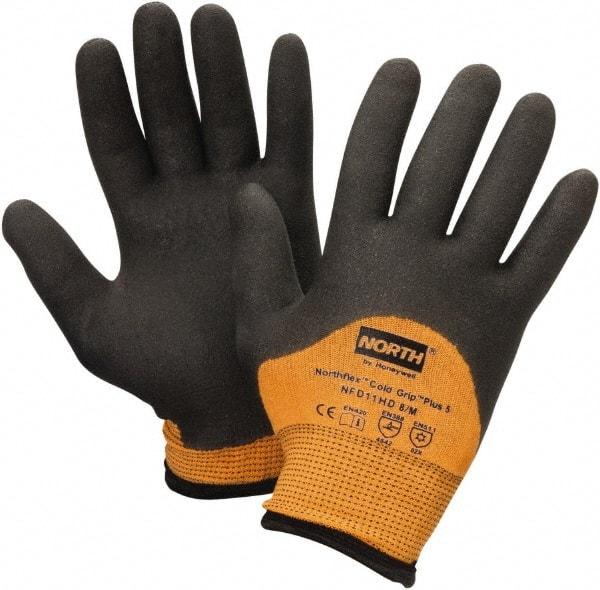 North - Size 2XL (11), ANSI Cut Lvl 4, Nitrile Coated Dyneema Cut & Puncture Resistant Gloves - 12" Long, Palm, Fingers & Knuckles Coated, Dyneema Lining, Continuous Knit Cuff, Hi-Vis Orange/Black, Paired - All Tool & Supply