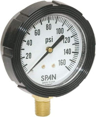 Span - 2-1/2" Dial, 1/4 Thread, 30-0-30 Scale Range, Pressure Gauge - Lower Connection Mount, Accurate to 1% Full-Scale of Scale - All Tool & Supply