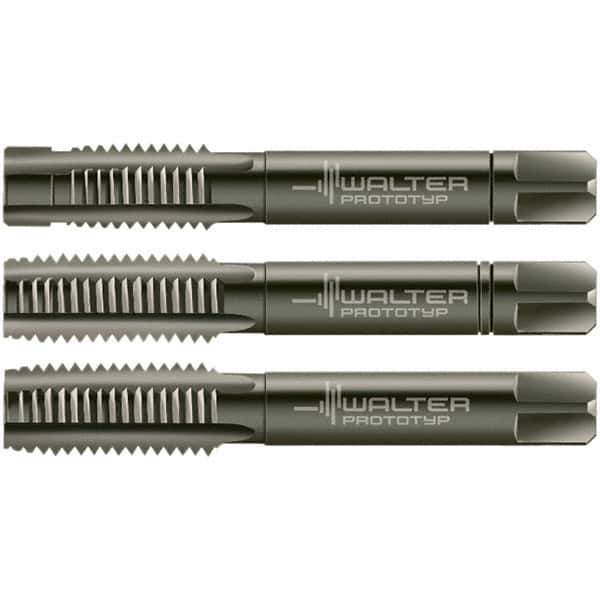 Walter-Prototyp - M4x0.70 Metric, 3 Flute, Modified Bottoming & Plug, Nitride/Oxide Finish, Cobalt Tap Set - Right Hand Cut, 45mm OAL, 0.4331" Thread Length, 6HX Class of Fit, Series 30016 - All Tool & Supply