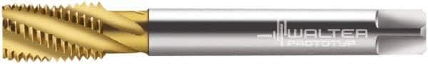 Walter-Prototyp - 3/8-19" BSPP, 5 Flutes, Bottoming Chamfer, TiN Coated, Cobalt British Standard Pipe Tap - 0.4724" Shank Diam, 0.3543" Square Size, Series 2456315 - Exact Industrial Supply