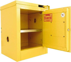 Securall Cabinets - 1 Door, 1 Shelf, Yellow Steel Standard Safety Cabinet for Flammable and Combustible Liquids - 24" High x 17" Wide x 17" Deep, Self Closing Door, 3 Point Key Lock, 4 Gal Capacity - All Tool & Supply