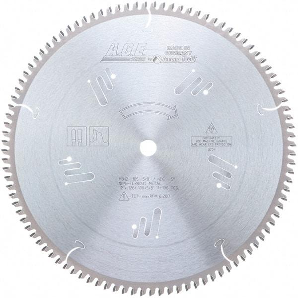 Amana Tool - 12" Diam, 5/8" Arbor Hole Diam, 100 Tooth Wet & Dry Cut Saw Blade - Carbide-Tipped, Clean Action, Standard Round Arbor - All Tool & Supply