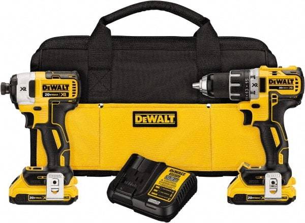 DeWALT - 20 Volt Cordless Tool Combination Kit - Includes Brushless Compact Drill/Driver & Impact Driver, Lithium-Ion Battery Included - All Tool & Supply