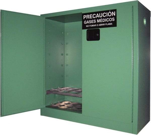 Securall Cabinets - 2 Door, Green Steel Standard Safety Cabinet for Flammable and Combustible Liquids - 44" High x 43" Wide x 18" Deep, Manual Closing Door, 3 Point Key Lock, D, E Cylinder Capacity - All Tool & Supply