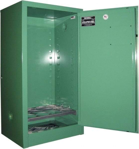 Securall Cabinets - 1 Door, Green Steel Standard Safety Cabinet for Flammable and Combustible Liquids - 44" High x 23" Wide x 18" Deep, Manual Closing Door, 3 Point Key Lock, D, E Cylinder Capacity - All Tool & Supply