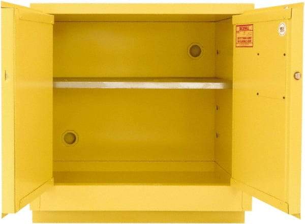 Securall Cabinets - 2 Door, 1 Shelf, Yellow Steel Under the Counter Safety Cabinet for Flammable and Combustible Liquids - 35-9/16" High x 59" Wide x 22" Deep, Manual Closing Door, 3 Point Key Lock, 44 Gal Capacity - All Tool & Supply