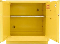 Securall Cabinets - 2 Door, 1 Shelf, Yellow Steel Under the Counter Safety Cabinet for Flammable and Combustible Liquids - 35-9/16" High x 35" Wide x 22" Deep, Manual Closing Door, 3 Point Key Lock, 24 Gal Capacity - All Tool & Supply