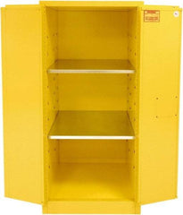 Securall Cabinets - 2 Door, 2 Shelf, Yellow Steel Standard Safety Cabinet for Flammable and Combustible Liquids - 65" High x 31" Wide x 31" Deep, Manual Closing Door, 3 Point Key Lock, 60 Gal Capacity - All Tool & Supply