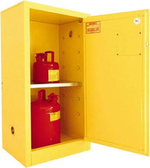 Securall Cabinets - 1 Door, 1 Shelf, Yellow Steel Standard Safety Cabinet for Flammable and Combustible Liquids - 44" High x 23-3/16" Wide x 18" Deep, Manual Closing Door, 3 Point Key Lock, 16 Gal Capacity - All Tool & Supply