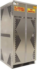 Securall Cabinets - 2 Door, Silver Aluminum Standard Safety Cabinet for Flammable and Combustible Liquids - 65" High x 60" Wide x 32" Deep, Manual Closing Door, Padlockable Hasp, Vertical Cylinder Capacity - All Tool & Supply