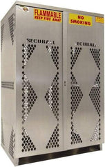 Securall Cabinets - 2 Door, 4 Shelf, Yellow Steel Standard Safety Cabinet for Flammable and Combustible Liquids - 65" High x 60" Wide x 32" Deep, Manual Closing Door, Padlockable Hasp, 20 or 33 Lb Cylinder Capacity - All Tool & Supply