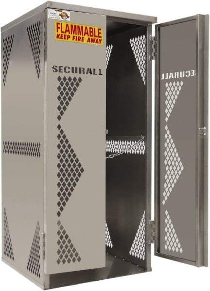 Securall Cabinets - 2 Door, Silver Aluminum Standard Safety Cabinet for Flammable and Combustible Liquids - 65" High x 30" Wide x 32" Deep, Manual Closing Door, Padlockable Hasp, Vertical Cylinder Capacity - All Tool & Supply