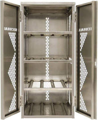 Securall Cabinets - 2 Door, 4 Shelf, Silver Aluminum Standard Safety Cabinet for Flammable and Combustible Liquids - 65" High x 30" Wide x 32" Deep, Manual Closing Door, Padlockable Hasp, 20 or 33 Lb Cylinder Capacity - All Tool & Supply