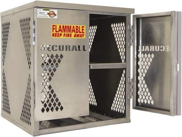 Securall Cabinets - 2 Door, 2 Shelf, Yellow Steel Standard Safety Cabinet for Flammable and Combustible Liquids - 33" High x 30" Wide x 32" Deep, Manual Closing Door, Padlockable Hasp, 20 or 33 Lb Cylinder Capacity - All Tool & Supply