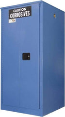 Securall Cabinets - 2 Door, 2 Shelf, Blue Steel Standard Safety Cabinet for Corrosive Chemicals - 65" High x 31" Wide x 31" Deep, Manual Closing Door, 3 Point Key Lock, 60 Gal Capacity - All Tool & Supply