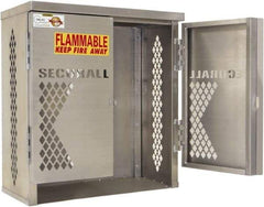 Securall Cabinets - 1 Door, 1 Shelf, Silver Aluminum Standard Safety Cabinet for Flammable and Combustible Liquids - 33" High x 31" Wide x 16" Deep, Manual Closing Door, Padlockable Hasp, 20 or 33 Lb Cylinder Capacity - All Tool & Supply