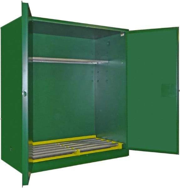 Securall Cabinets - 2 Door, 1 Shelf, Green Steel Standard Safety Cabinet for Flammable and Combustible Liquids - 65" High x 56" Wide x 31" Deep, Manual Closing Door, 3 Point Key Lock, 120 Gal Capacity - All Tool & Supply