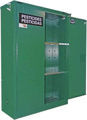 Securall Cabinets - 2 Door, 1 Shelf, Green Steel Standard Safety Cabinet for Flammable and Combustible Liquids - 67" High x 31" Wide x 31" Deep, Self Closing Door, 3 Point Key Lock, 60 Gal Capacity - All Tool & Supply