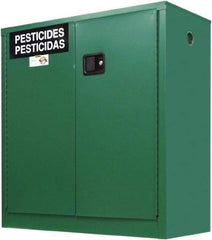 Securall Cabinets - 2 Door, 1 Shelf, Green Steel Standard Safety Cabinet for Flammable and Combustible Liquids - 44" High x 43" Wide x 18" Deep, Manual Closing Door, 3 Point Key Lock, 30 Gal Capacity - All Tool & Supply