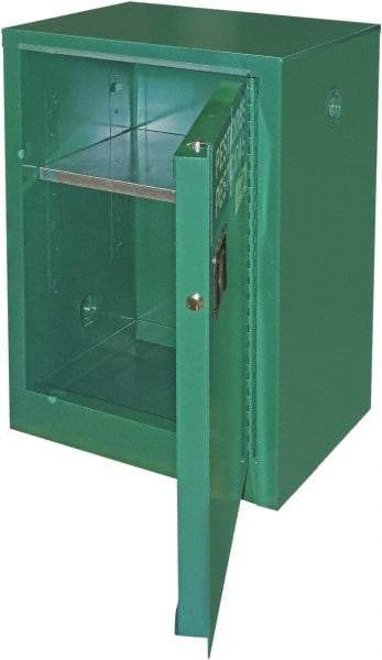 Securall Cabinets - 1 Door, 1 Shelf, Green Steel Standard Safety Cabinet for Flammable and Combustible Liquids - 35" High x 24" Wide x 18" Deep, Manual Closing Door, 3 Point Key Lock, 12 Gal Capacity - All Tool & Supply