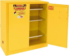 Securall Cabinets - 2 Door, 3 Shelf, Yellow Steel Standard Safety Cabinet for Flammable and Combustible Liquids - 44" High x 43" Wide x 18" Deep, Manual Closing Door, 3 Point Key Lock, 40 Gal Capacity - All Tool & Supply