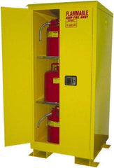 Securall Cabinets - 2 Door, 2 Shelf, Yellow Steel Standard Safety Cabinet for Flammable and Combustible Liquids - 69" High x 31" Wide x 31" Deep, Manual Closing Door, 3 Point Key Lock, 60 Gal Capacity - All Tool & Supply