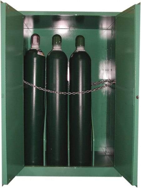 Securall Cabinets - 1 Door, Green Steel Standard Safety Cabinet for Flammable and Combustible Liquids - 65" High x 43" Wide x 18" Deep, Manual Closing Door, 3 Point Key Lock, H Cylinder Capacity - All Tool & Supply