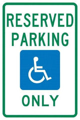 NMC - "Reserved Parking Only", "Handicap Symbol", 12" Wide x 18" High, Aluminum ADA Signs - 0.04" Thick, Green & Blue on White, Rectangle, Post Mount - All Tool & Supply