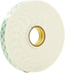 3M - 1/2" x 5 Yd Acrylic Adhesive Double Sided Tape - 0.04" Thick, Urethane Foam Liner, Series 4026W - All Tool & Supply